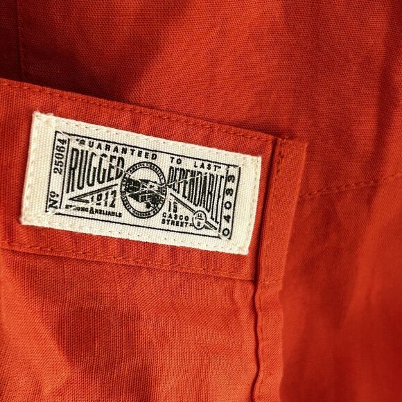 New L.L. Bean Signature Button Up Top Size Small Slim Fit Orange Linen Blend NWT - Picture 5 of 7